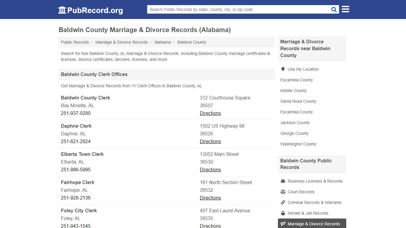Baldwin County Marriage & Divorce Records (Alabama)